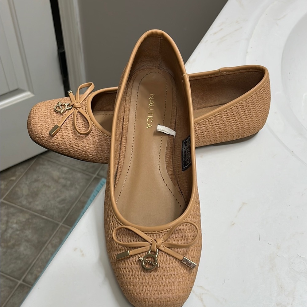 Nautica Tan Flats with Bow Detail